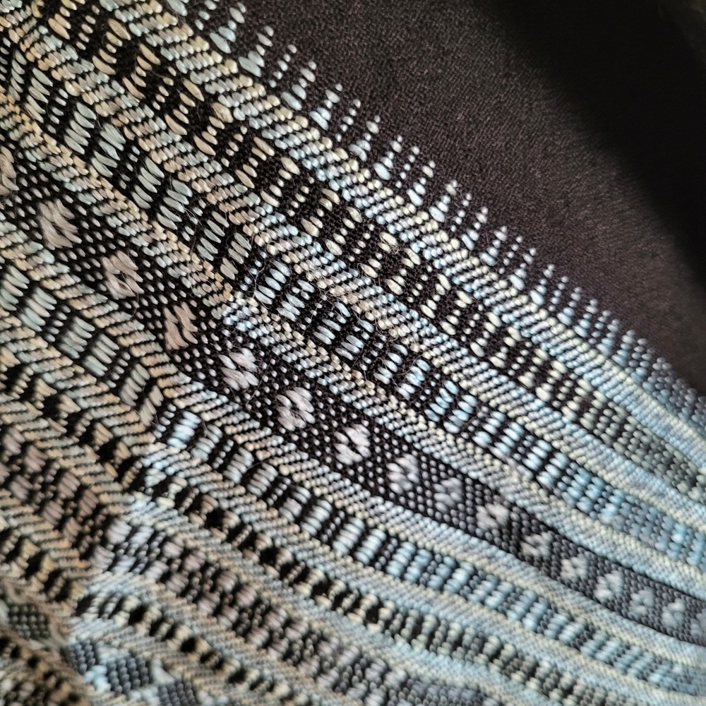 Embroidered Balochi Wool Blend‎ Oversized Shawl 98x36 Black Blue Wrap [644] - Picture 6 of 7